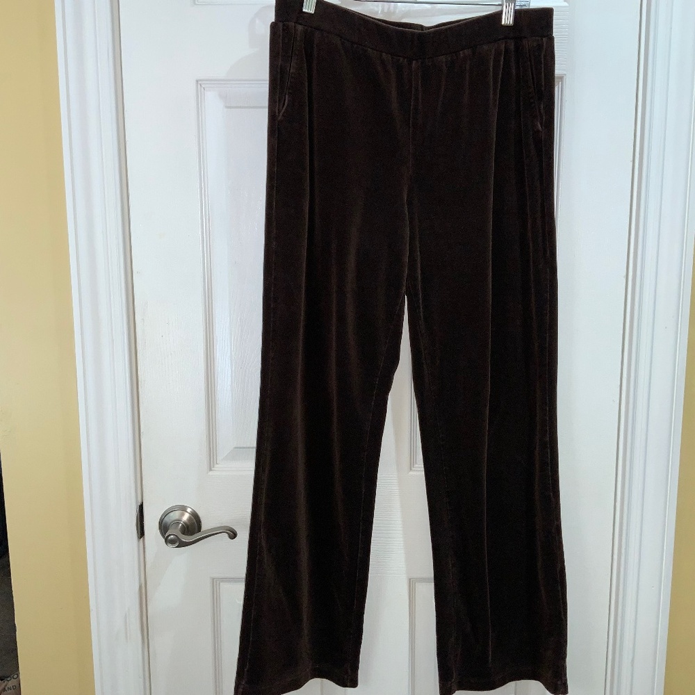 Lauren Ralph Lauren cotton blend velour pants Sz L chocolate brown